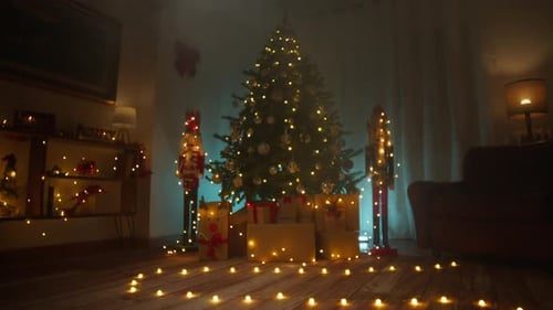 The tree lit from floor to top.