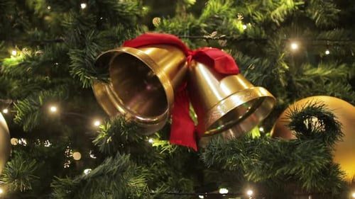 Gold bells on the tree.