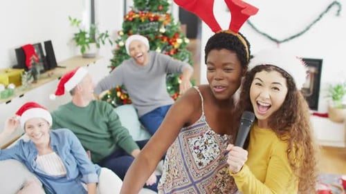 Karaoke, the grandparents clapping along.